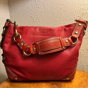 Y2K Coach Cherry Red Leather Shoulder Bag
